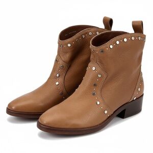 Dolce Vita Tobin Studded Bootie Womens Size 7 Ankle Boots Brown Leather